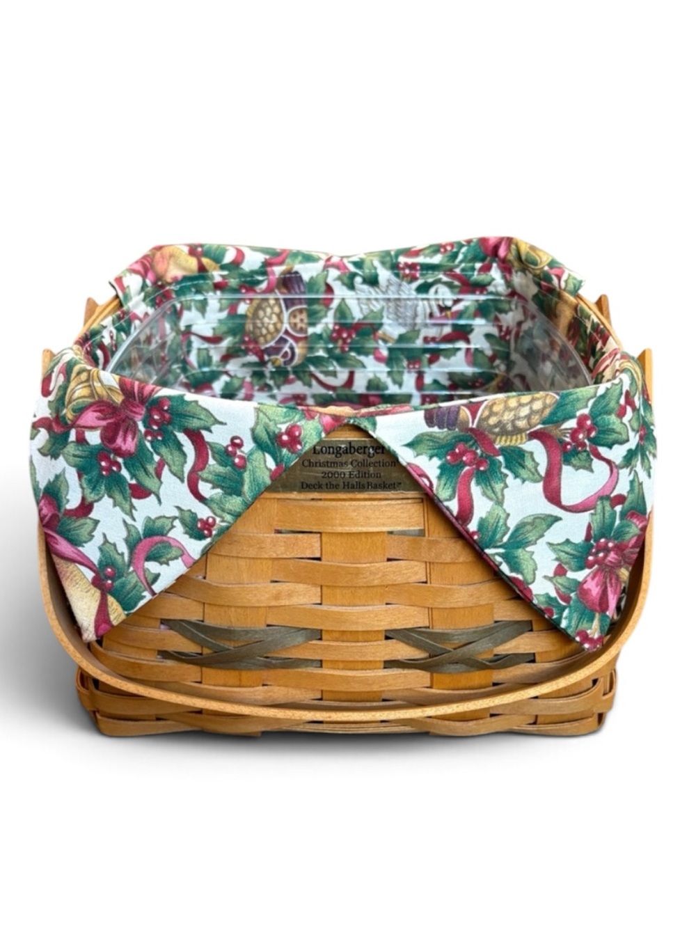 Longaberger 2000 Deck the Halls Basket Christmas Holly Liner & Protector